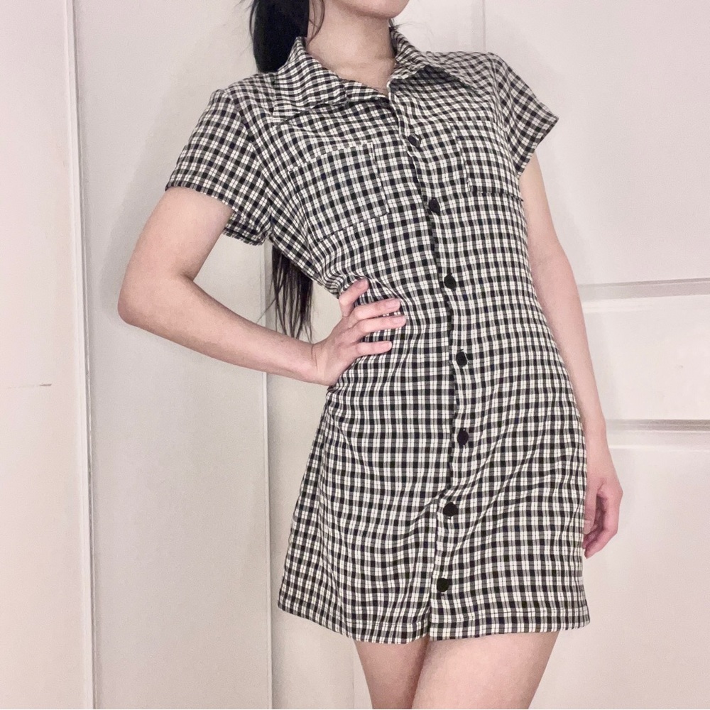 Prima Donna Retro Tartan A Line Button Down Pin Up Dress Tie
